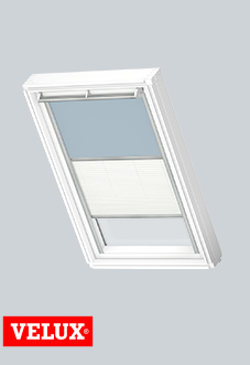 Duo Blind (Blackout), 4576 Light Blue & 1016 White - VELUX Loft Blind